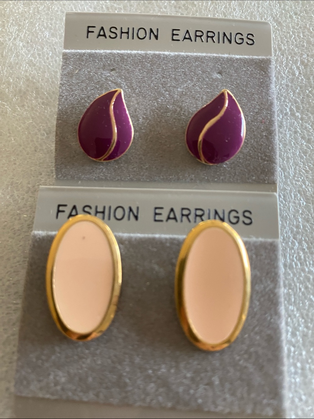 Set - Purple Teardrop & Blush Oval Studs